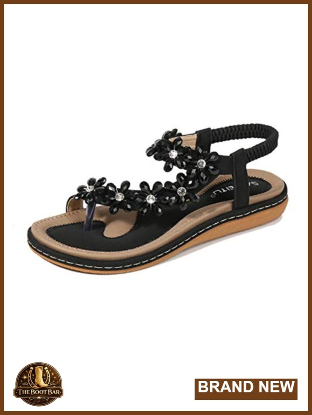 Women's Bohemia Flat Sandals Crystal Gladiator Open Toe Ankle Casual Comfort